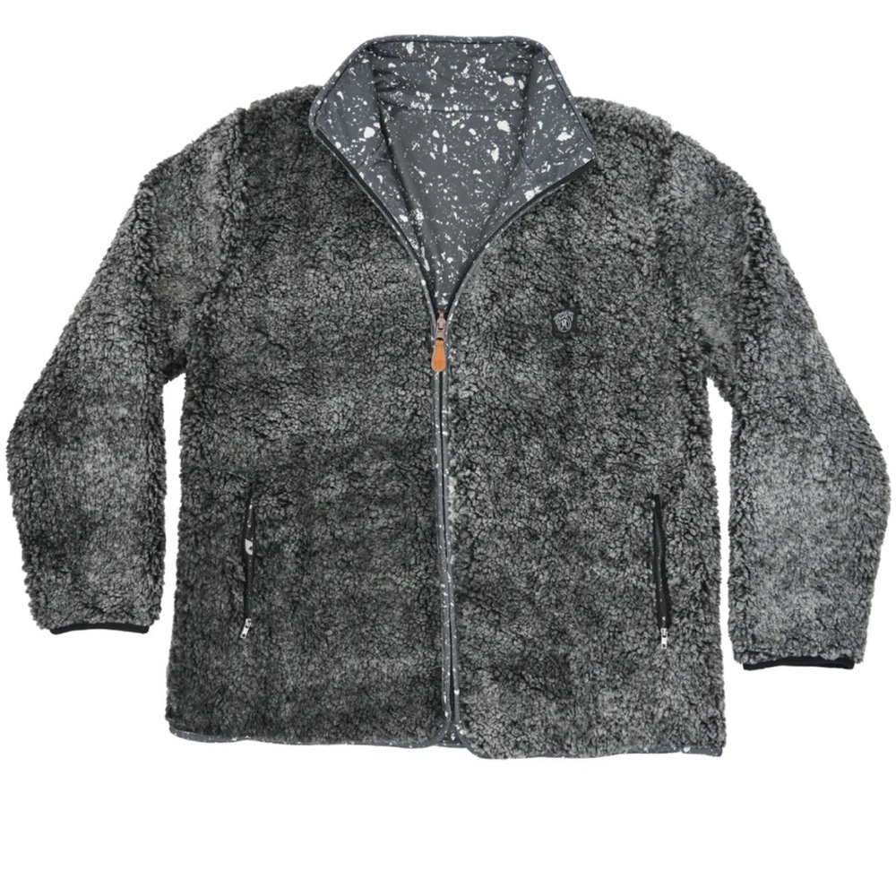 NWOT Men’s USA Palm Reversible Sherpa Full Zip in Splatter, size Small